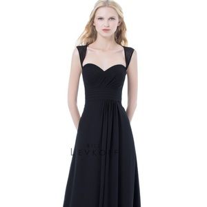 Bill Levkoff Navy Chiffon Bridesmaid Dress